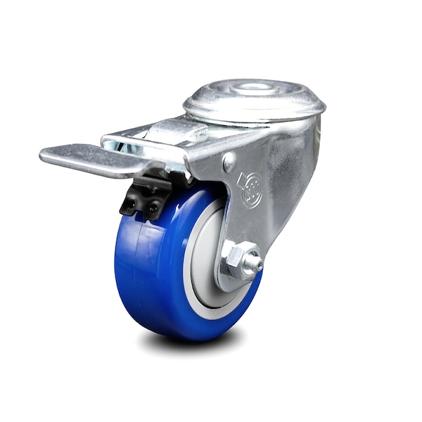 3.5 Inch Blue Polyurethane Wheel Bolt Hole Caster with Total Lock Brake SCC